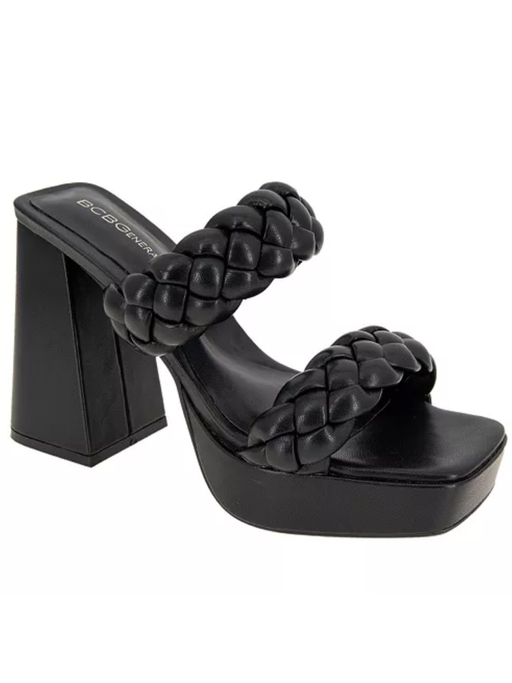 WHITE Braided Platform Heel